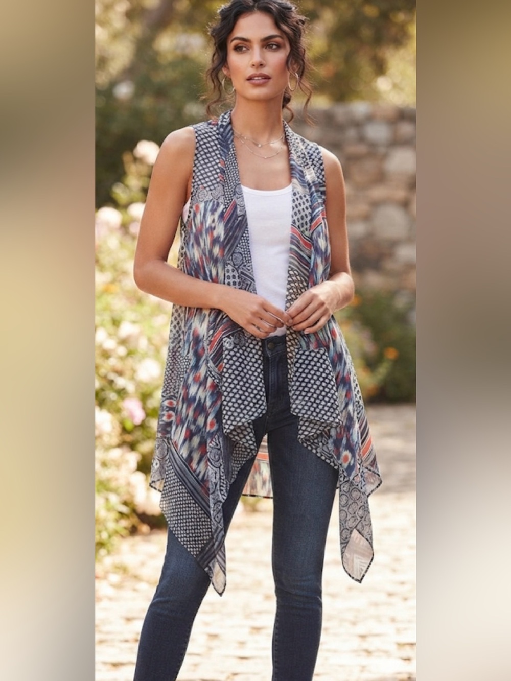 EST 1946 Plus Size 22/24W Patchwork Sleeveless Cardigan